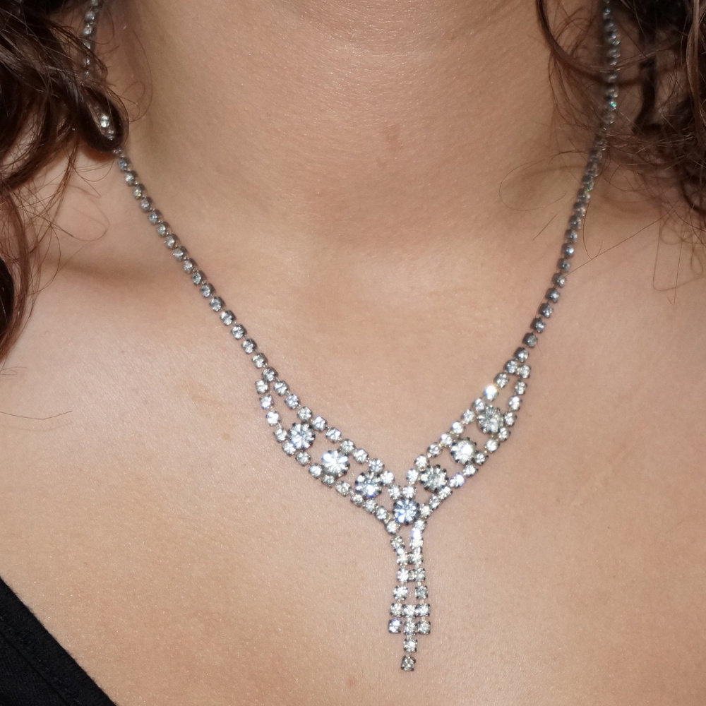 Killer Vintage Rhinestone Bridal Prom Necklace
